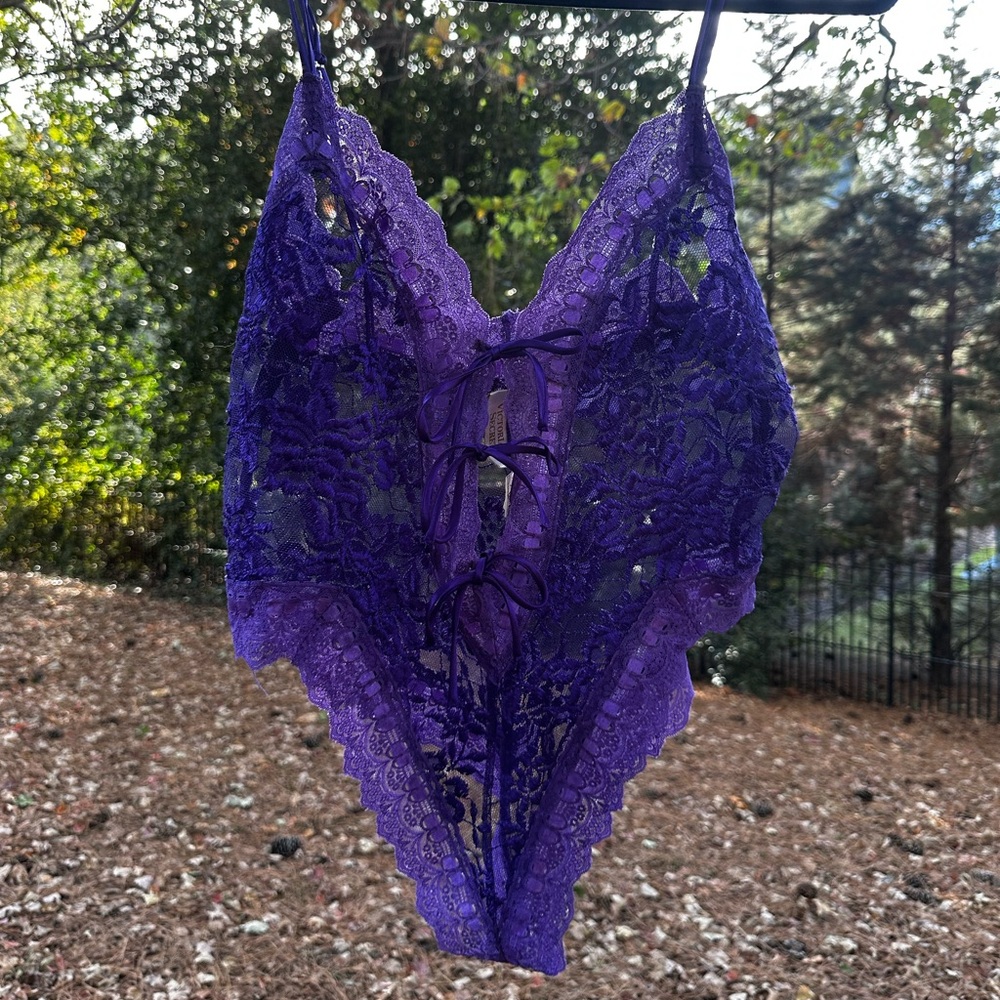 Victoria's Secret Gold Label Purple Lace Bodysuit